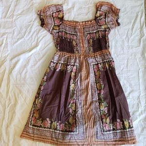 1x Blue Plate boho smocked off shoulder dress